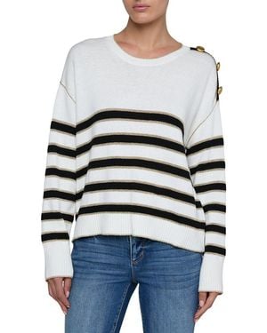 L'Agence Bishop Striped Crew Wool-Blend Jumper - White