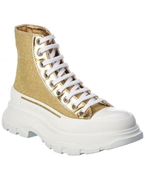 McQueen Tread Slick Glitter & Leather Boot - Metallic
