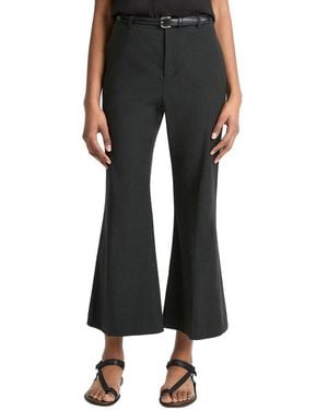 Vince Mid Rise Cropped Linen-Blend Flare Trouser - Black