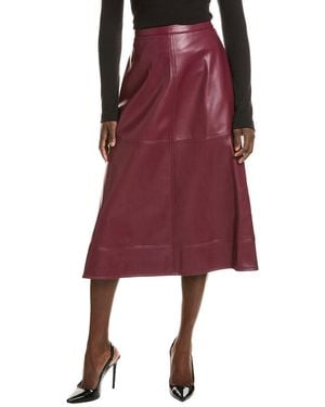 Halston Vegan Leather A-Line Skirt - Red