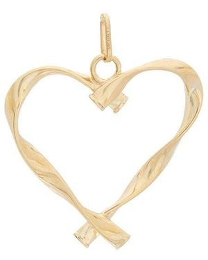 Italian Gold 10K Rose Twisted Flat Heart Pendant - Metallic