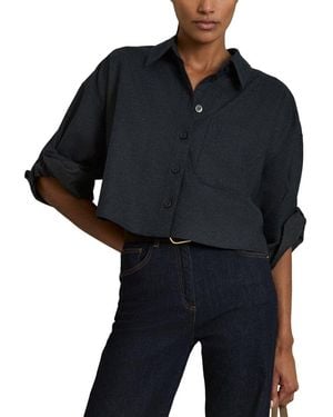 Reiss Lenny Cropped Wool Shirt - Black