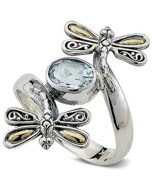 Samuel B. 18k Over Silver 1.10 Ct. Tw. Blue Topaz Dragonfly Ring - White