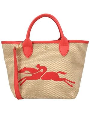 Longchamp Le Panier Pliage Small Raffia Tote - Red