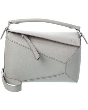 Loewe Puzzle Small Leather Shoulder Bag - Grey