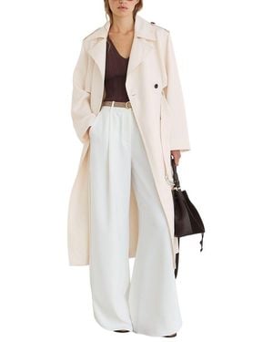 Reiss Charli Double-Breasted Linen-Blend Trench Coat - White