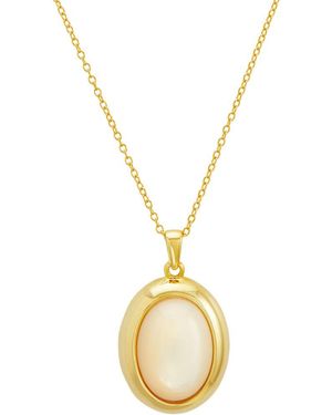 Savvy Cie 14k Plated Pearl Oval Necklace - Metallic