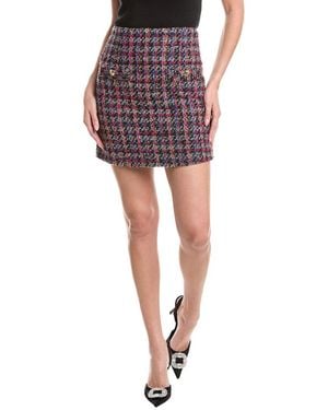 Sandro Tweed Wool-Blend Skirt - Red