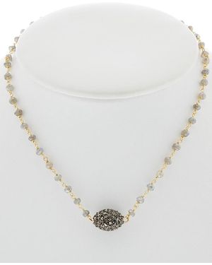 Rachel Reinhardt Jewelry 14k Over Silver Labradorite & Crystal Necklace - White
