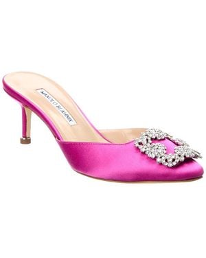 Manolo Blahnik Hangisimu 50 Satin Slingback Pump - Pink
