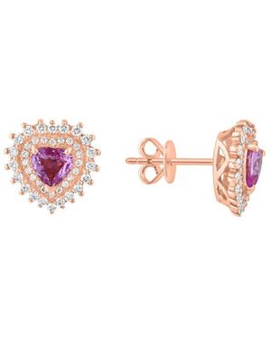 Effy Fine Jewelry 14K Rose 1.17 Ct. Tw. Diamond & Sapphire Earrings - Pink