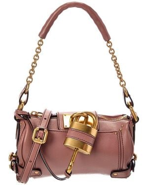 Chloé Paddington Small Grained Leather Shoulder Bag - Pink