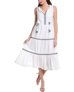 Tommy Bahama Clip Embroidered Tier Maxi Dress - White