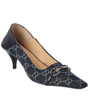Gucci Vittoria Gg Denim & Leather Pump - Blue