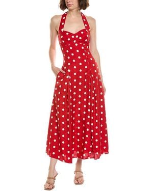 Nicholas Seraphina Linen-blend Halter Dress - Red