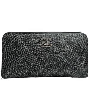 CHANEL Black Calfskin Long Wallet (authentic Pre-loved) - Grey