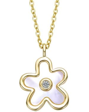 Rachel Glauber 14K Plated Cz Star Necklace - Metallic
