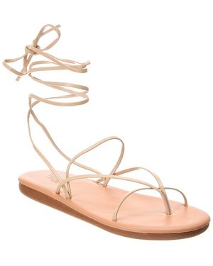Ancient Greek Sandals String Flip Flop Leather Sandal - Pink