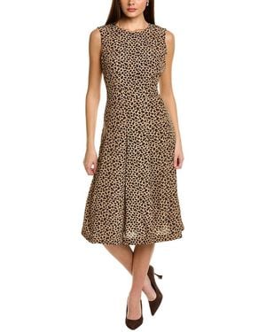 St. John Spotted Leopard Silk Dress - Brown