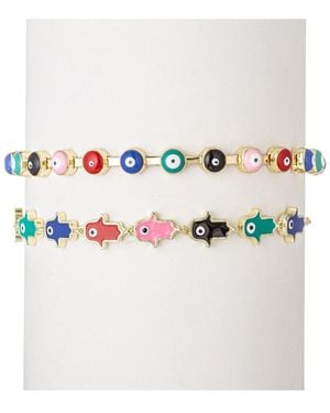 Eye Candy LA The Luxe Collection Enamel Hamsa & Evil Eye Cuff Bracelet - Grey