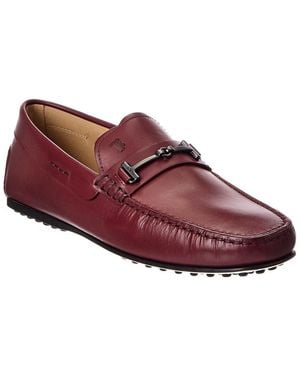 Tod's Double T Fine City Grommet Leather Loafer - Red