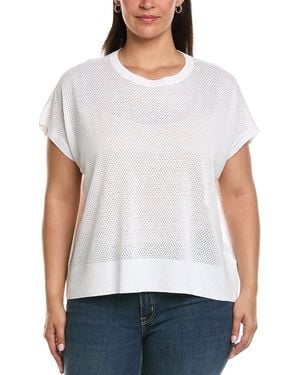 Eileen Fisher Plus Crewneck Linen-Blend Vest - White