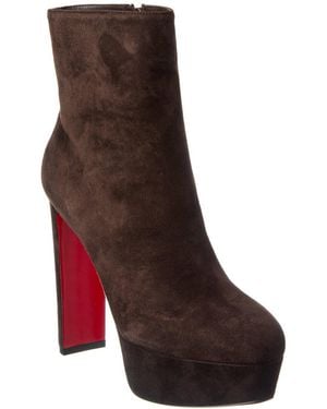 Christian Louboutin Loo 130 Suede Bootie - Red