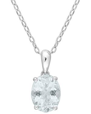 Rina Limor Silver 1.40 Ct. Tw. Aquamarine Heart Pendant Necklace - Metallic
