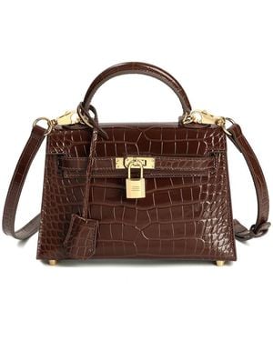 Tiffany & Fred Paris Alligator-embossed Leather Crossbody - Brown