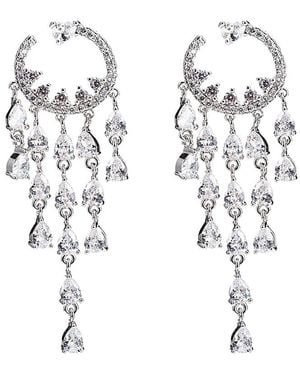 Eye Candy LA Luxe Collection Rhodium Plated Cz Scarlett Dangle Earrings - White