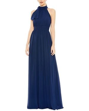 Mac Duggal Sheer Long Dress - Blue