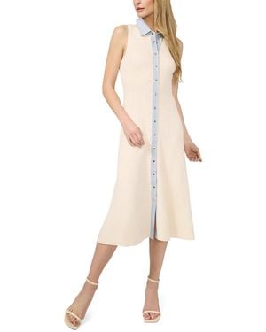 Cece Denim Collar Placket Rib Dress - Natural