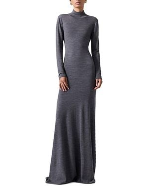 Carolina Herrera Turtleneck Wool Gown - Blue