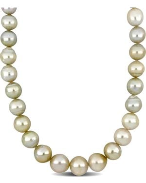 Pearls 14k 0.06 Ct. Tw. Diamond 12-15mm Pearl Necklace - Metallic