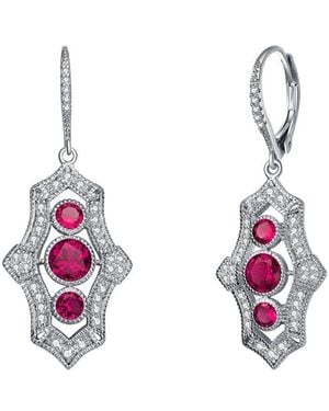 Genevive Jewelry Silver Earrings - Pink