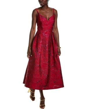 ML Monique Lhuillier Isabela Jacquard Midi Dress - Red