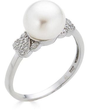 Belpearl Silver 10-9mm Pearl Cz Ring - White