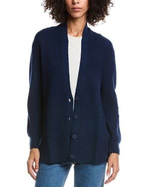 Forte Boyfriend Wool & Cashmere-Blend Cardigan - Blue