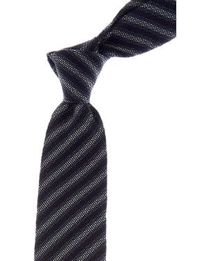 Canali Stripe Silk Tie - Blue