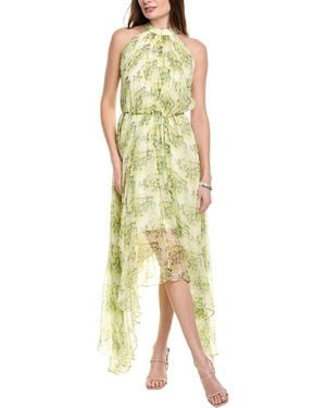 Saloni Crinkle Silk Chiffon Maxi Dress - Yellow