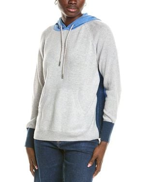 Brodie Cashmere Wool & Cashmere-Blend Contrast Bling String Hoodie - Blue