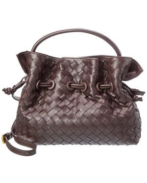 Tiffany & Fred Paris Hand-Woven Leather Drawstring Satchel - Brown