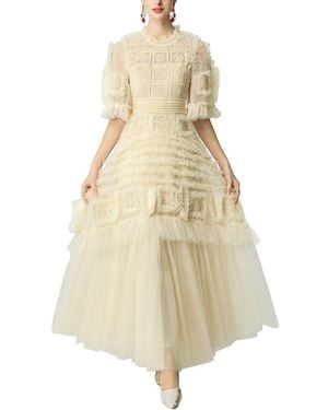 BURRYCO Short Sleeve Embellished Maxi Dress - Natural