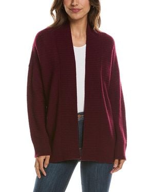 Forte Textured 100% Cashmere Duster Cardigan - Purple