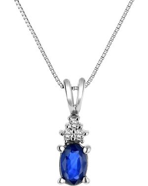 LEVARON 14K 0.40 Ct. Tw. Diamond & Sapphire Drop Pendant - Blue