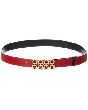 Ferragamo Salvatore Gancini Reversible & Adjustable Leather Belt - Red