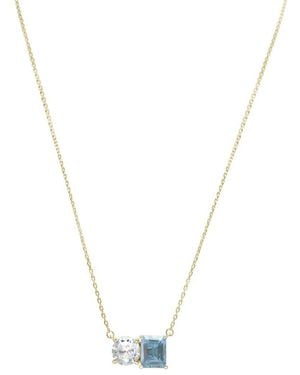 Suzy Levian Gold Over Silver 5.00 Ct. Tw. Gemstone Toi Et Moi Necklace - Metallic