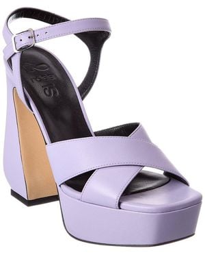 Sergio Rossi Leather Platform Sandal - Blue