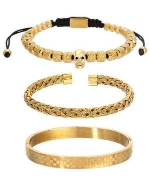 Eye Candy LA Lucas Skull 3pc Stackable Bracelet Set - Metallic