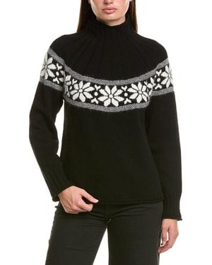 Hannah Rose Merino Wool & Angora-blend Flower Fair Isle Sweater - Black
